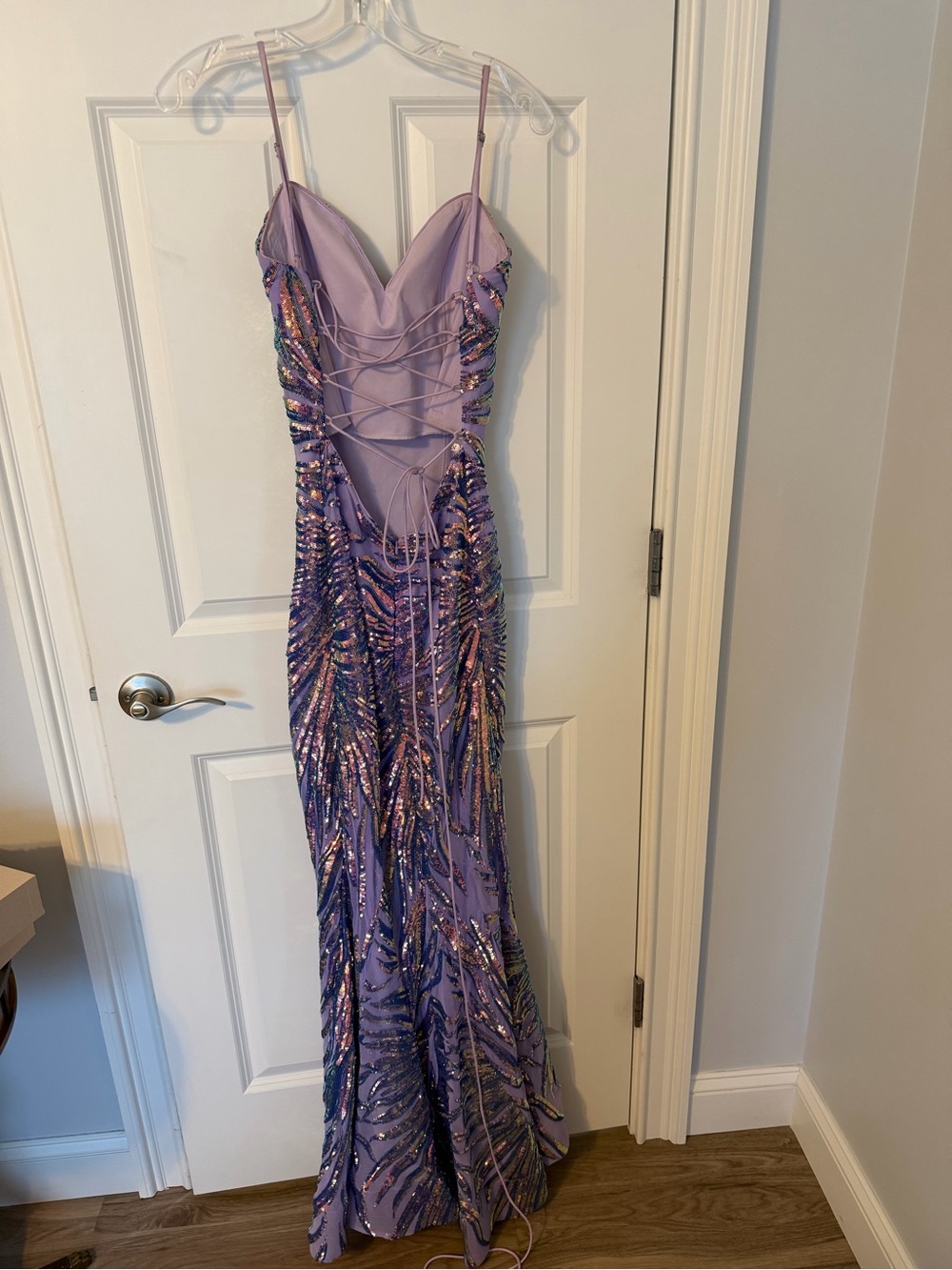 Jovani Prom Dress  08481 Iridescent Purple Spaghetti Strap Dress - Picture 7 of 16